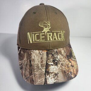 Camouflage Hat Cap Nice Rack Hook & Loop Brown with Camouflage Brim Hunter Moose